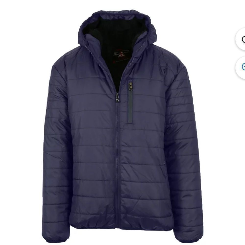 Spire by Galaxy Mens Sherpa-Lined Hooded Puffer Jacket Charcoal L‎ NWT in packag